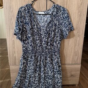Luxology Navy Floral Midi Dress